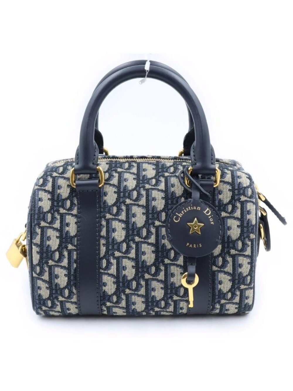Dior Groove 20 Oblique 2-Way Boston Bag Canvas Leather Navy